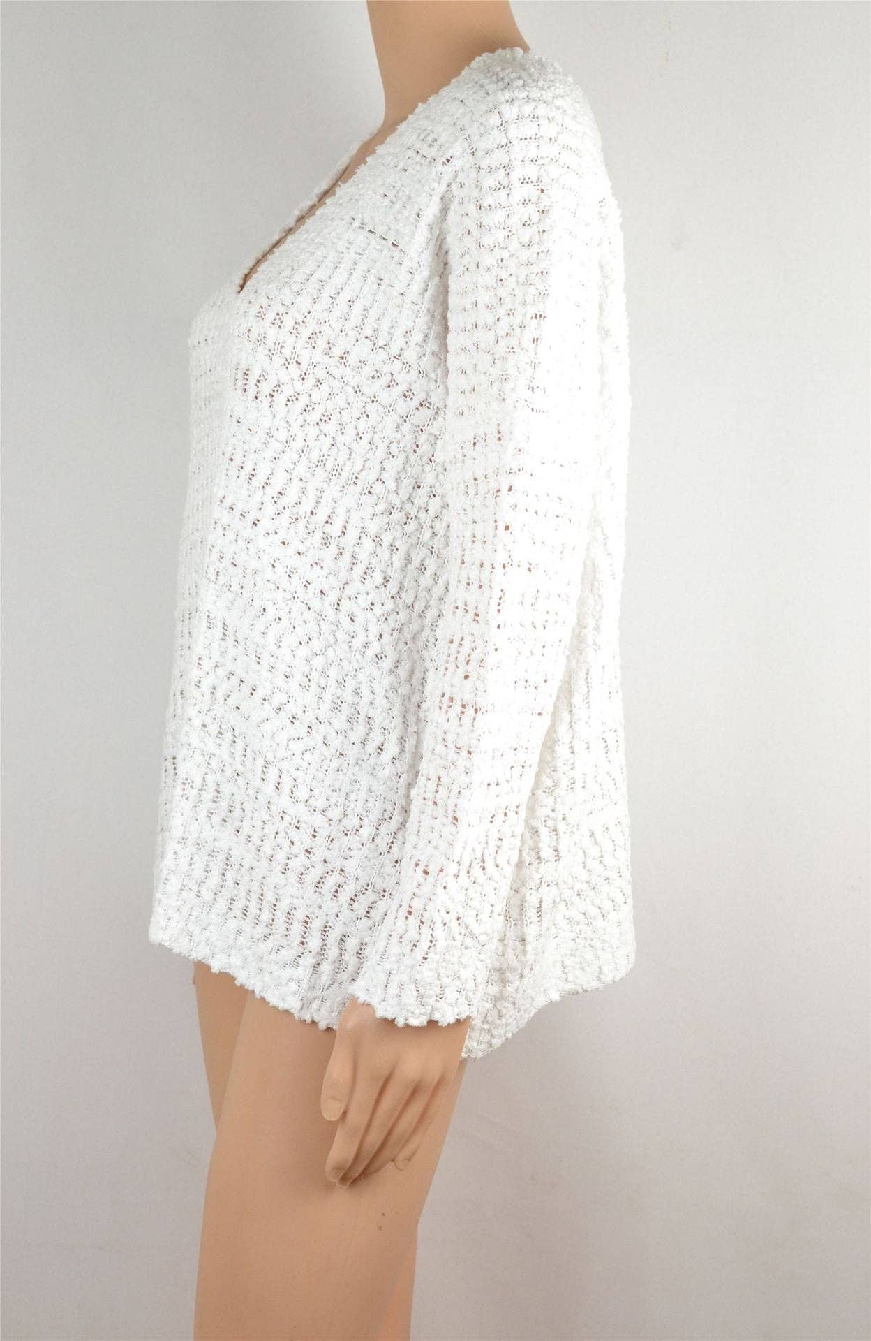 Long Sleeve  V-Neck Off Shoulder Knit Sweater
