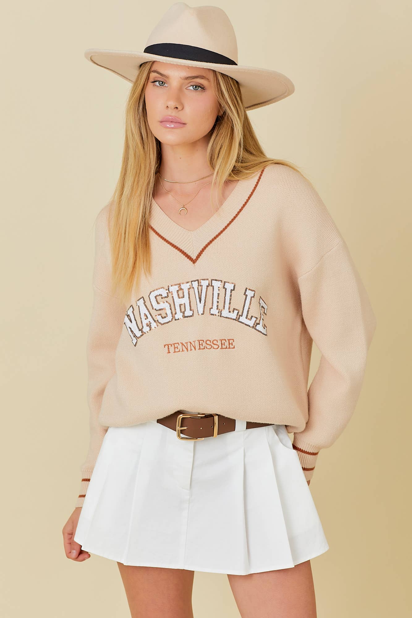 Nashville Varsity V-neck Sweater