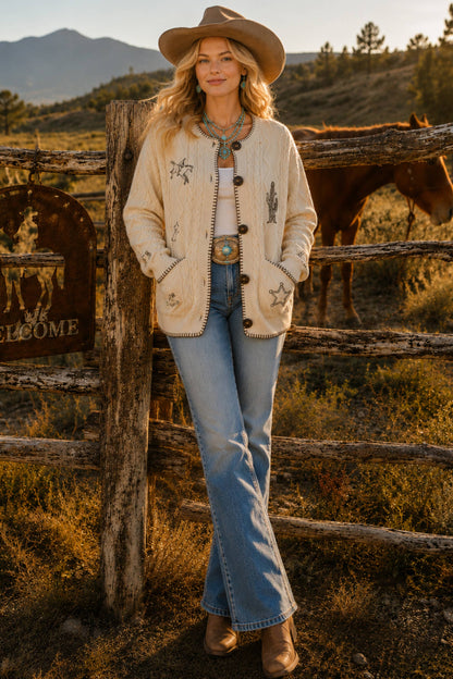 Saddle Ridge Embroidered Western Cardigan