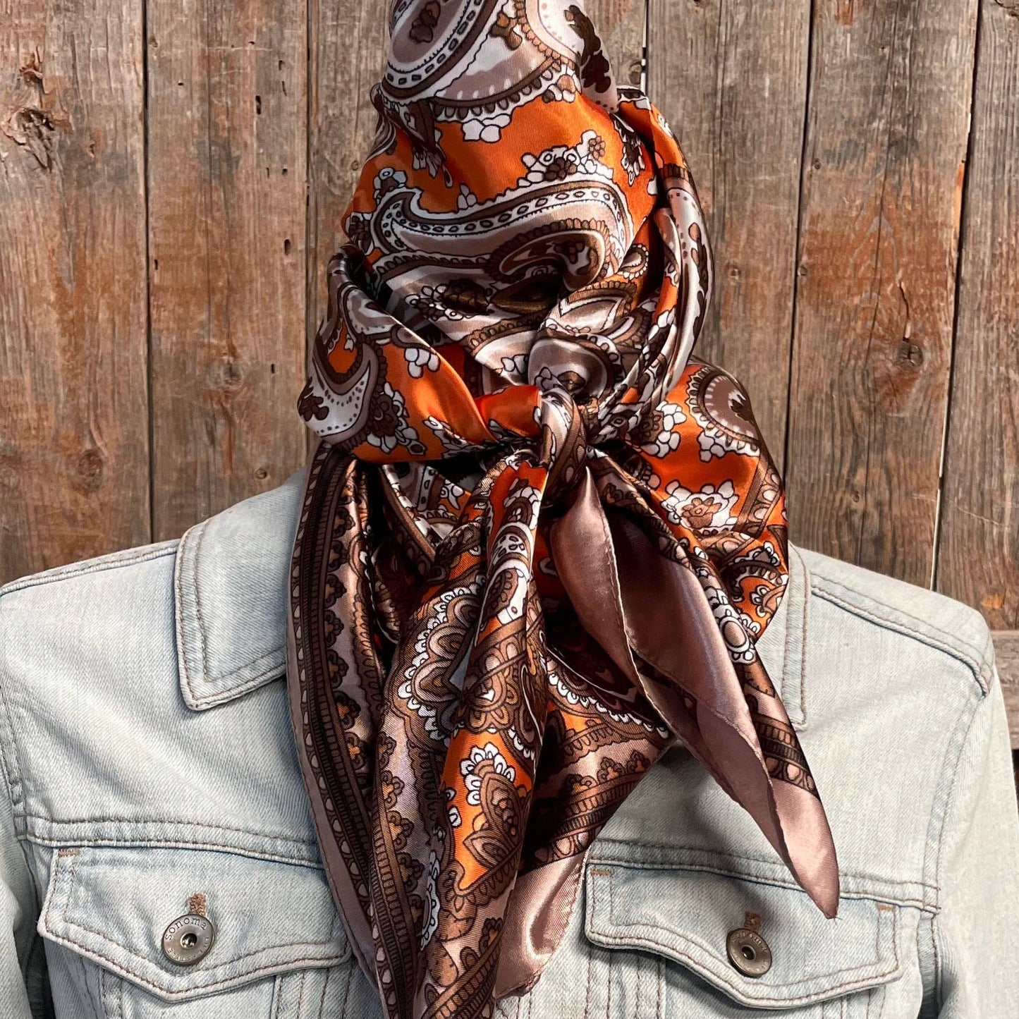 Orange & Tan Paisley Western Wild Rag Scarf