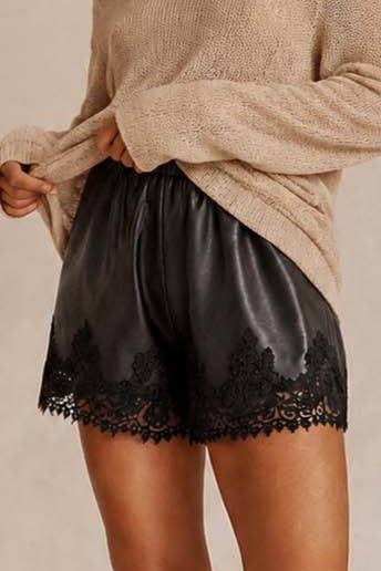 Midnight Lace Faux Leather Shorts