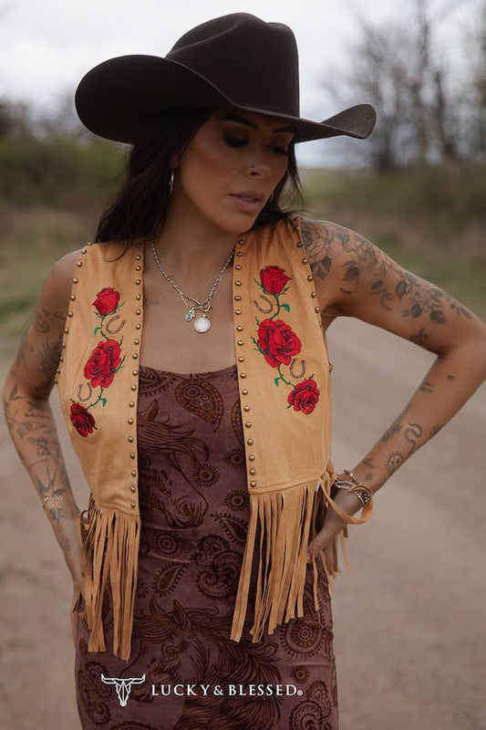 Desert Rose Fringe Vest