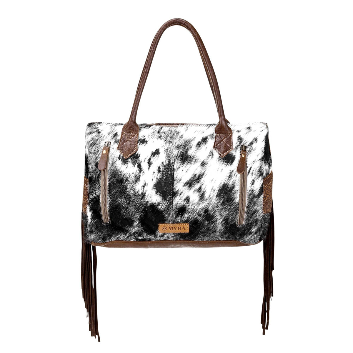 Weekender Bag with hair on and suede fringe
