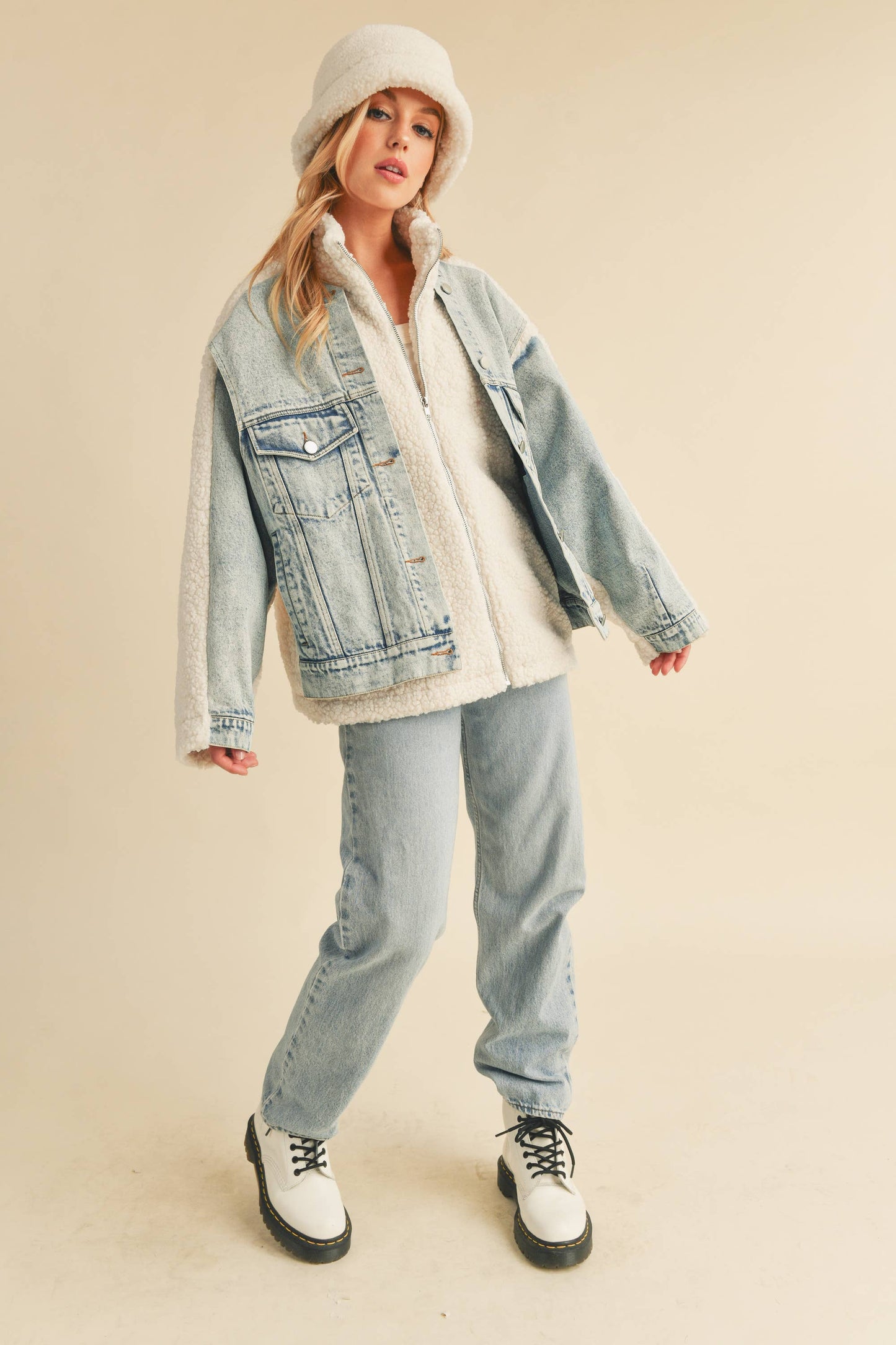 Laid-Back Cowgirl Denim Fleece Jacket