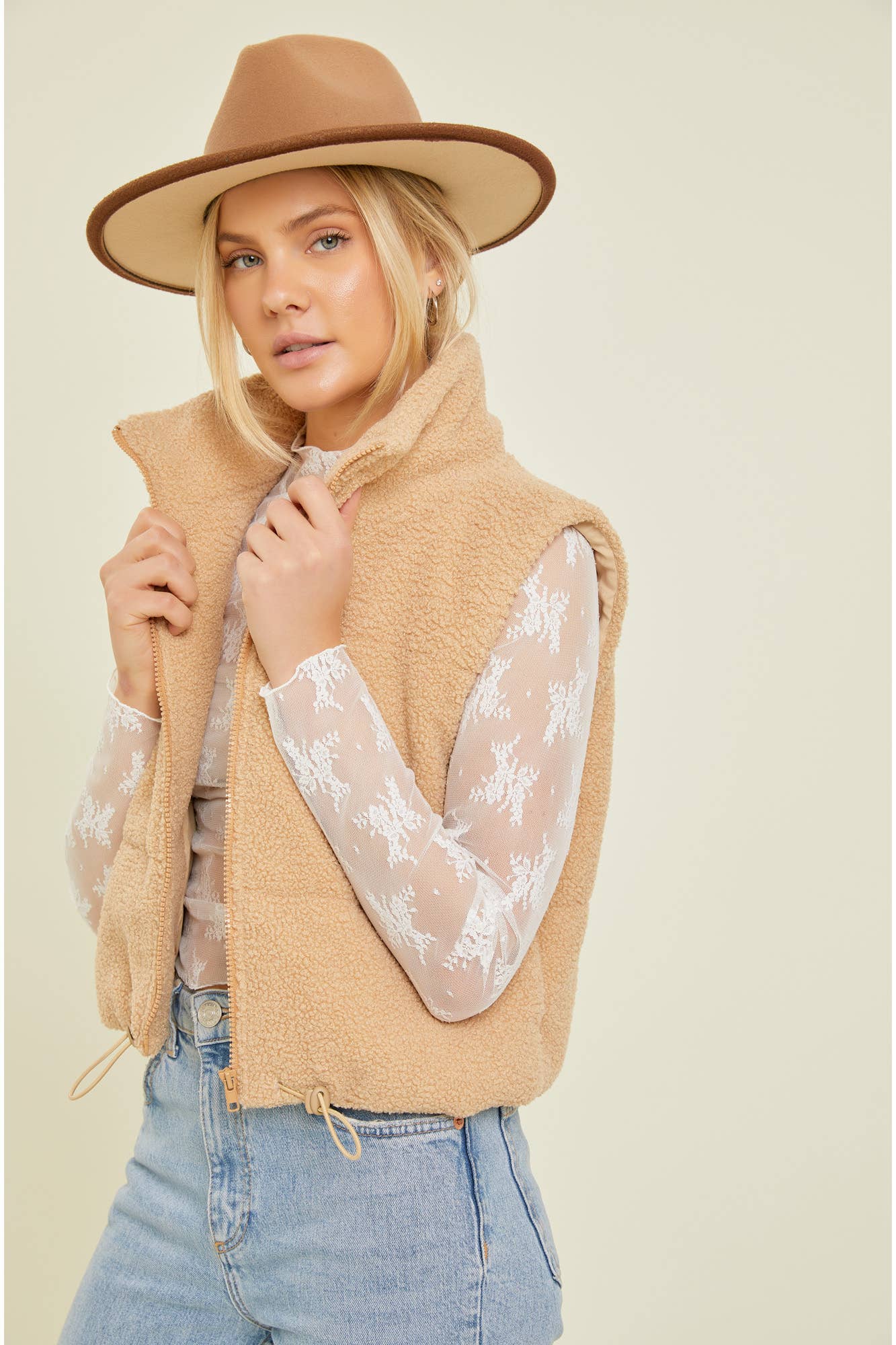 Taupe Sherpa Vest