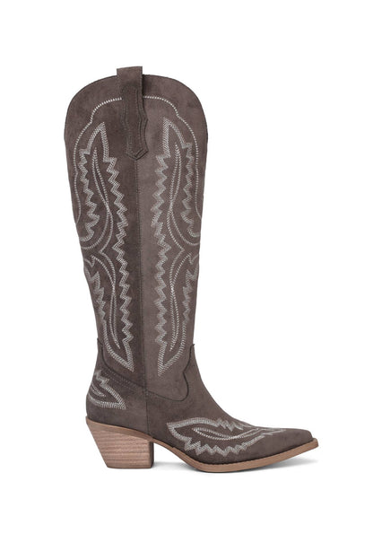 The Delilah Embroidered Tall Boot – Dark Brown