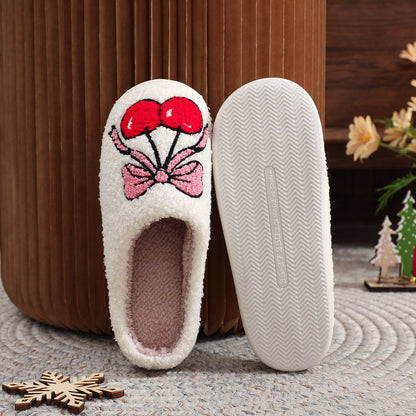 Christmas Bownot Cherry Plush Slippers | Willow & Nash