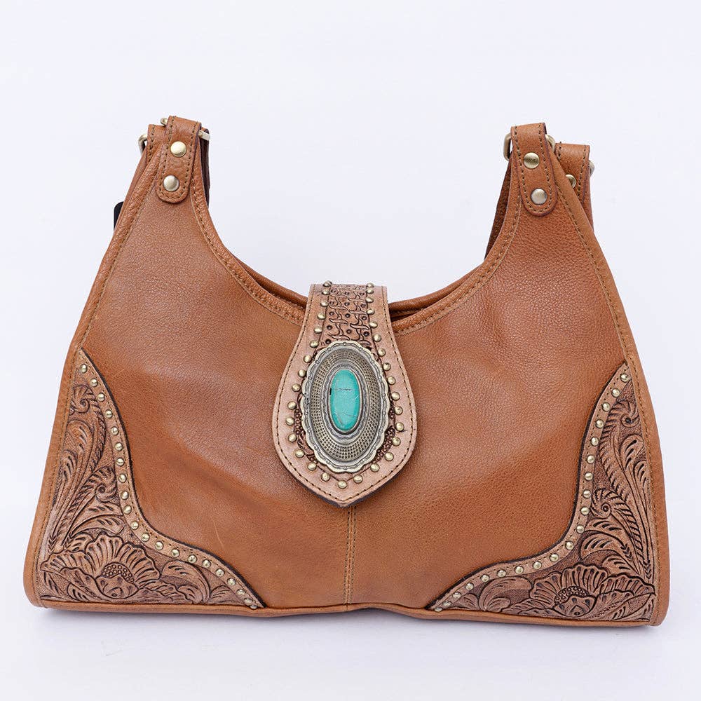 The Turquoise Trail Tooled Leather Shoulder Bag