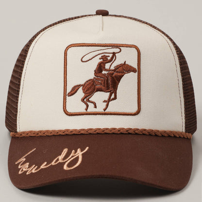 Howdy Cowboy Embroidered Mesh Trucker Cap