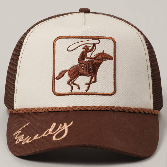 Howdy Cowboy Embroidered Mesh Trucker Cap