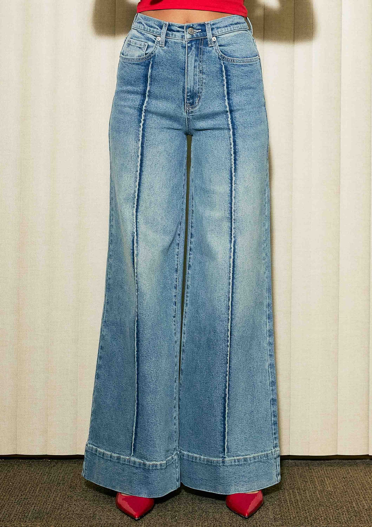High Noon Pintuck Wide Leg Jeans