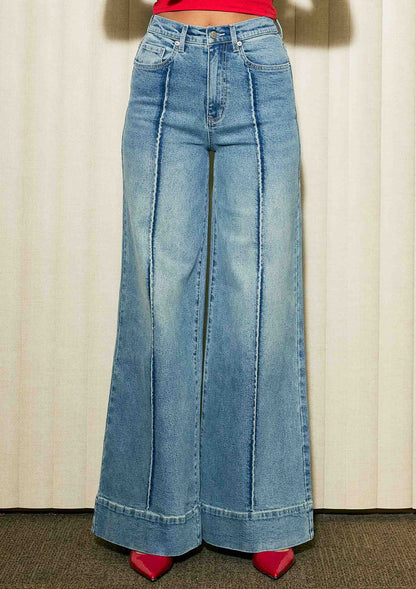 High Noon Pintuck Wide Leg Jeans