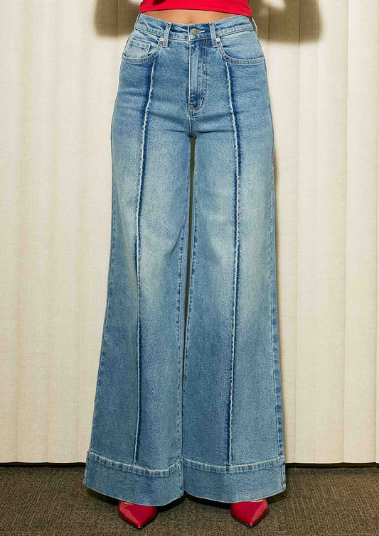 High Noon Pintuck Wide Leg Jeans