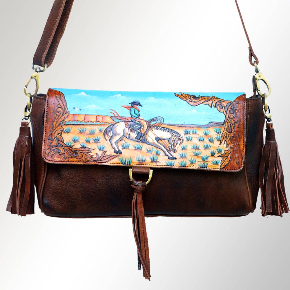 Spirit Rider Turquoise Leather Crossbody Bag