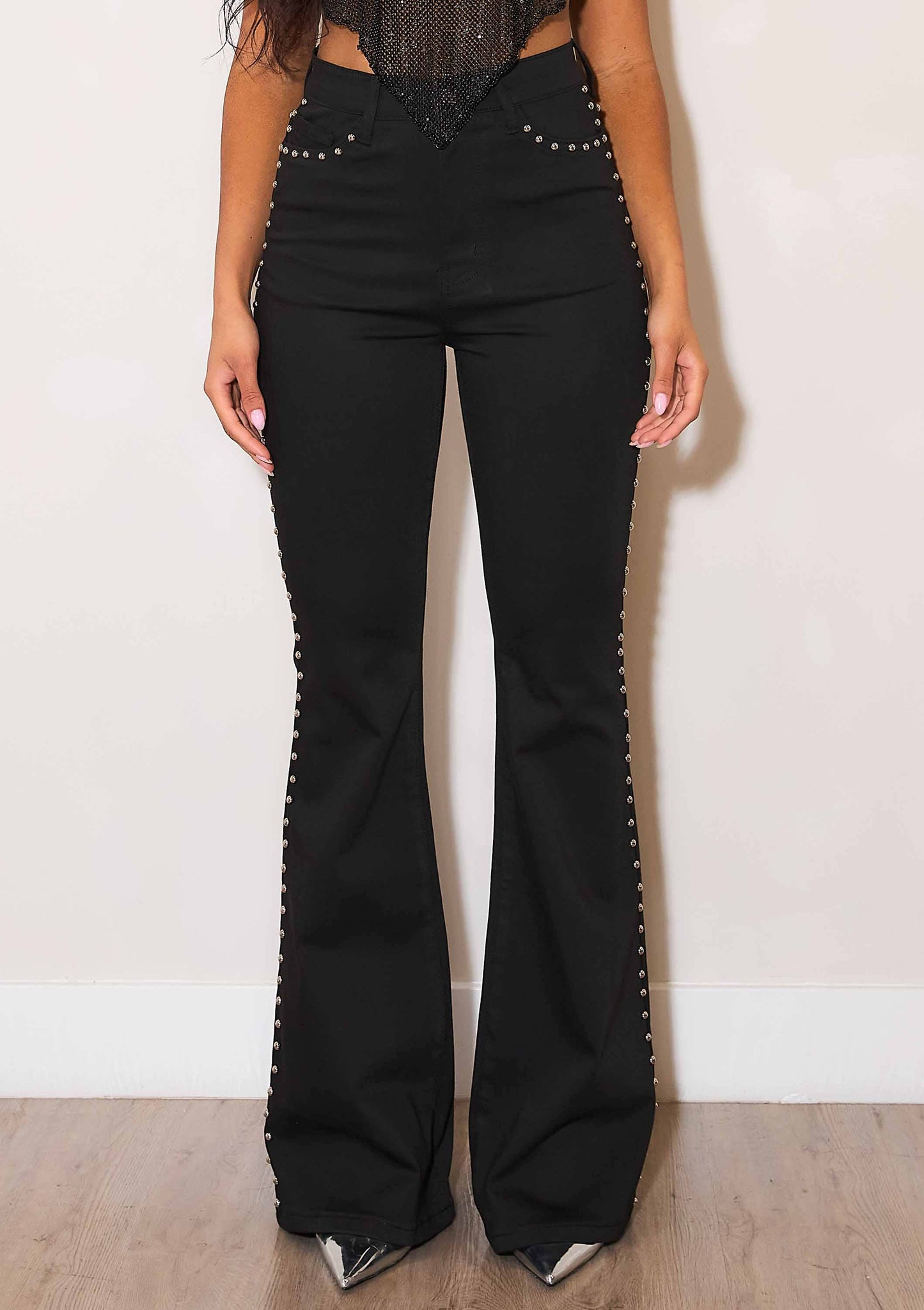 Whiskey Kiss Black Studded Flare