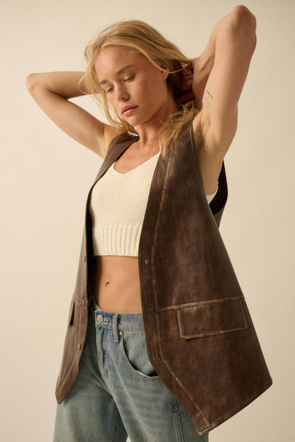 Faux Leather Western Vest