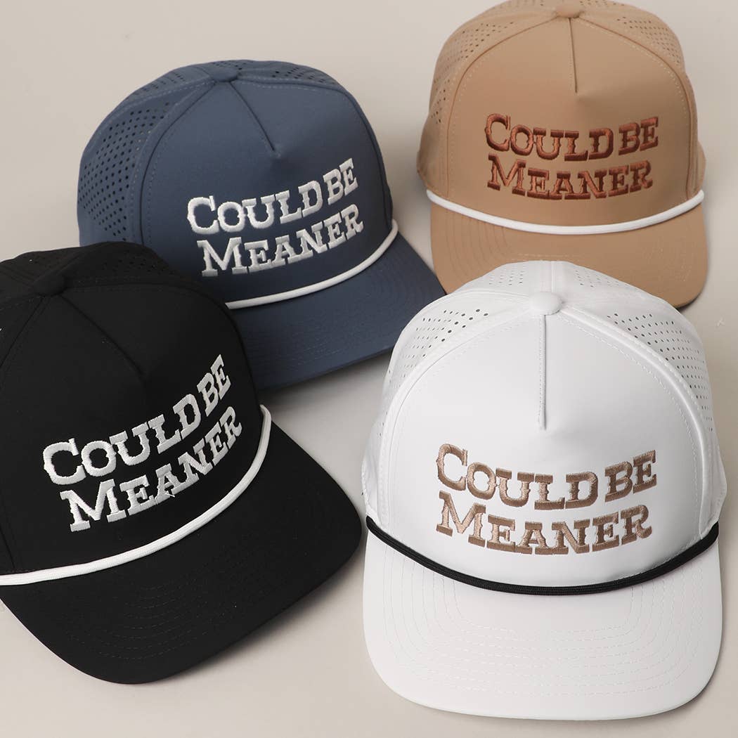 COULD BE MEANER Premium Materials Rope Strap Trucker Hat: WHITE/BEIGE / One Size