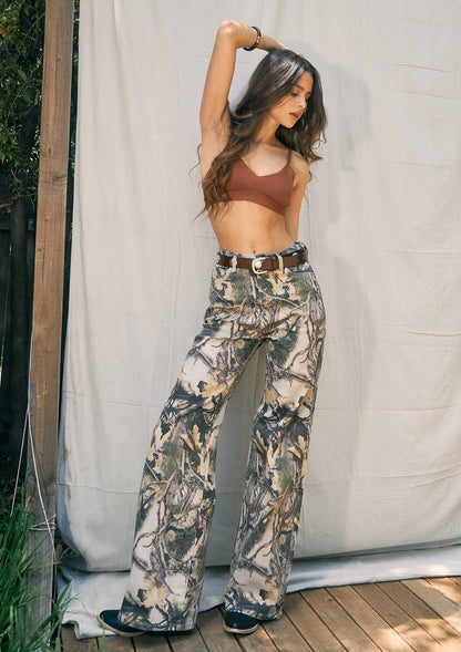 Cowgirl Camo Wide Leg Jeans - High Rise Denim with Attitude