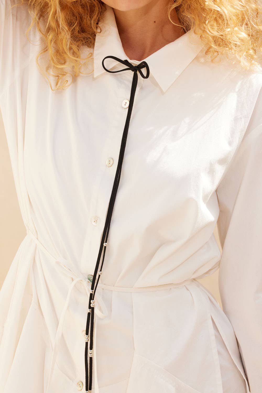 Solid Button-Up Belted Handkerchief Shirt Romper