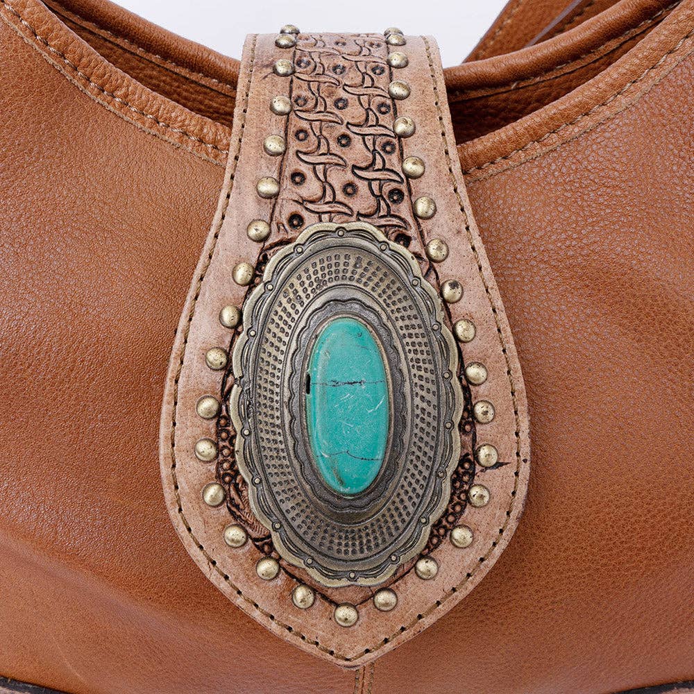 The Turquoise Trail Tooled Leather Shoulder Bag