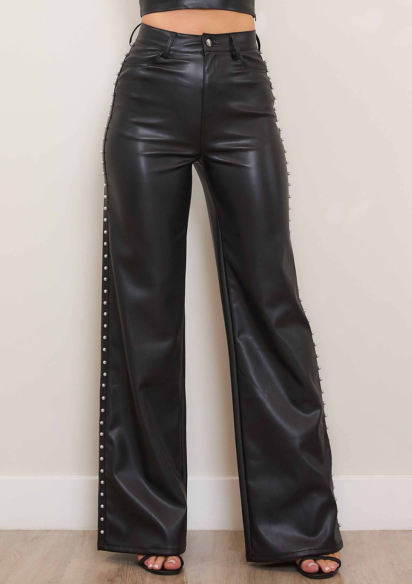 Pearl Luxe Vegan Leather Wide Leg Pants