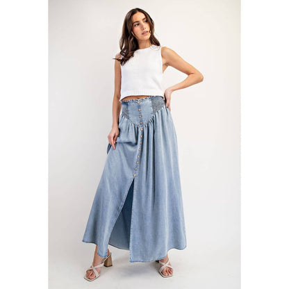 Denim Front Slit Maxi Skir