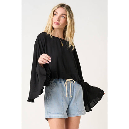 Sorbet Sky Batwing Ruffle Top