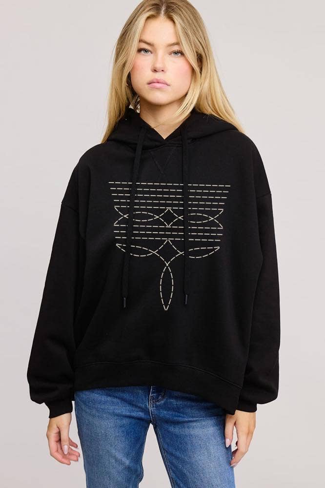 The Boot Stitch Black Hoodie