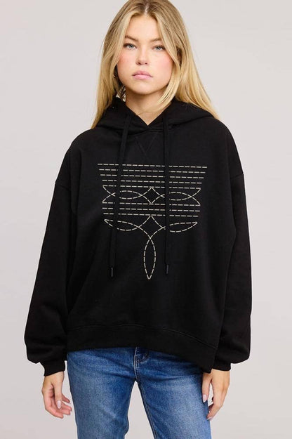 The Boot Stitch Black Hoodie