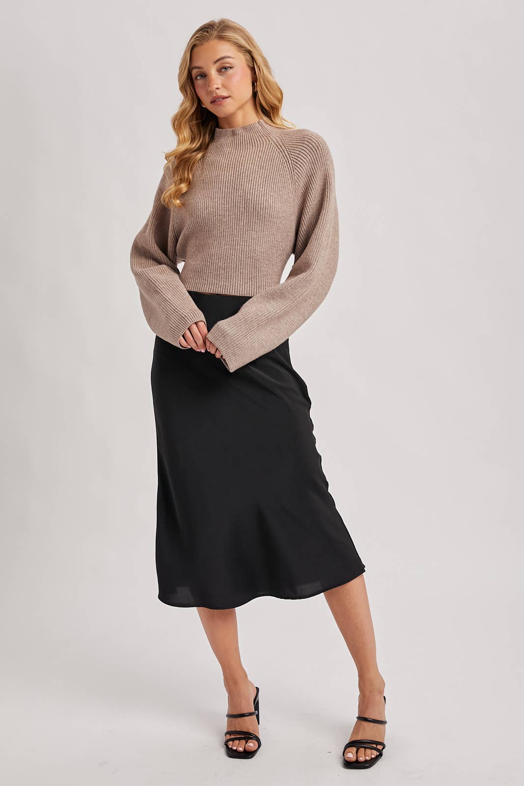 Mock Neck Open Back Bow Sweater