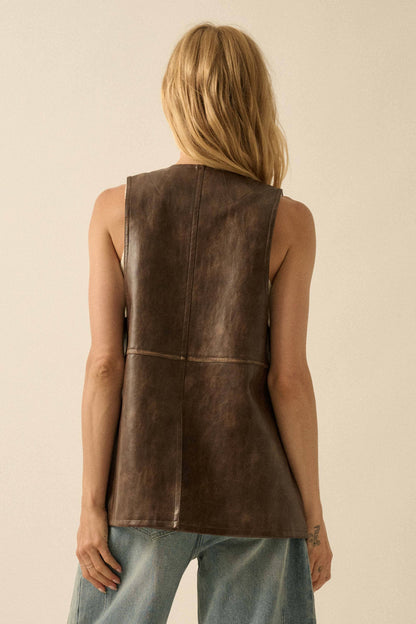 Faux Leather Western Vest