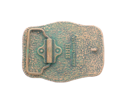 Green Patina Floral Western Belt Buckle