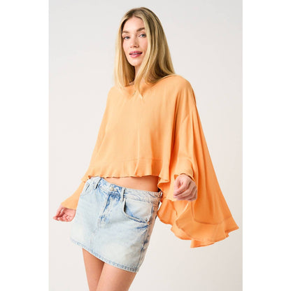 Sorbet Sky Batwing Ruffle Top