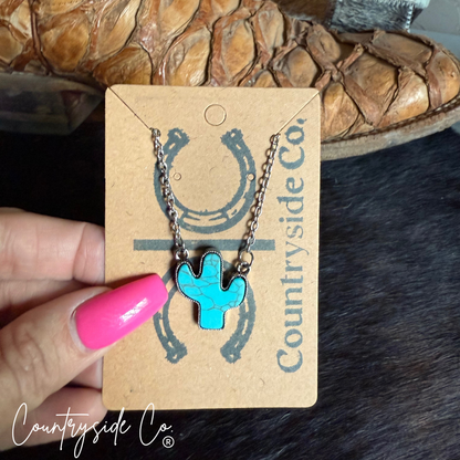 Desert Cactus Turquoise Necklace