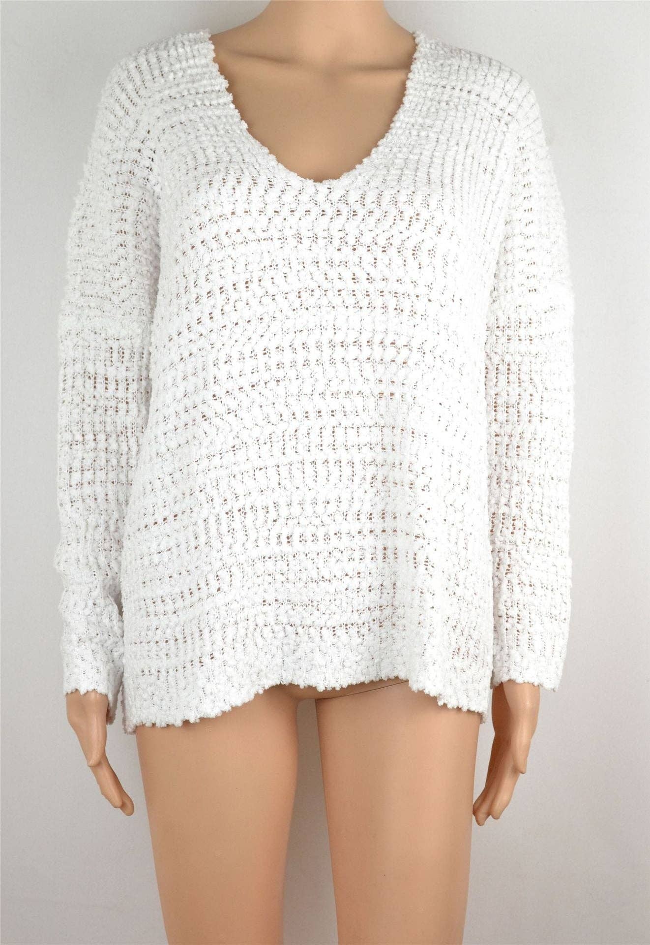 Long Sleeve  V-Neck Off Shoulder Knit Sweater