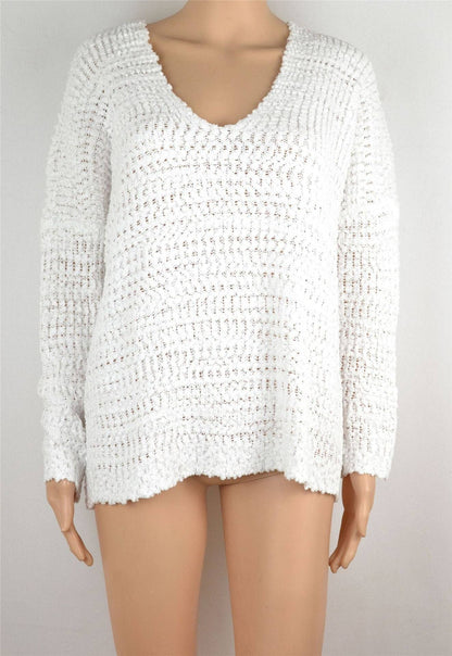 Long Sleeve  V-Neck Off Shoulder Knit Sweater