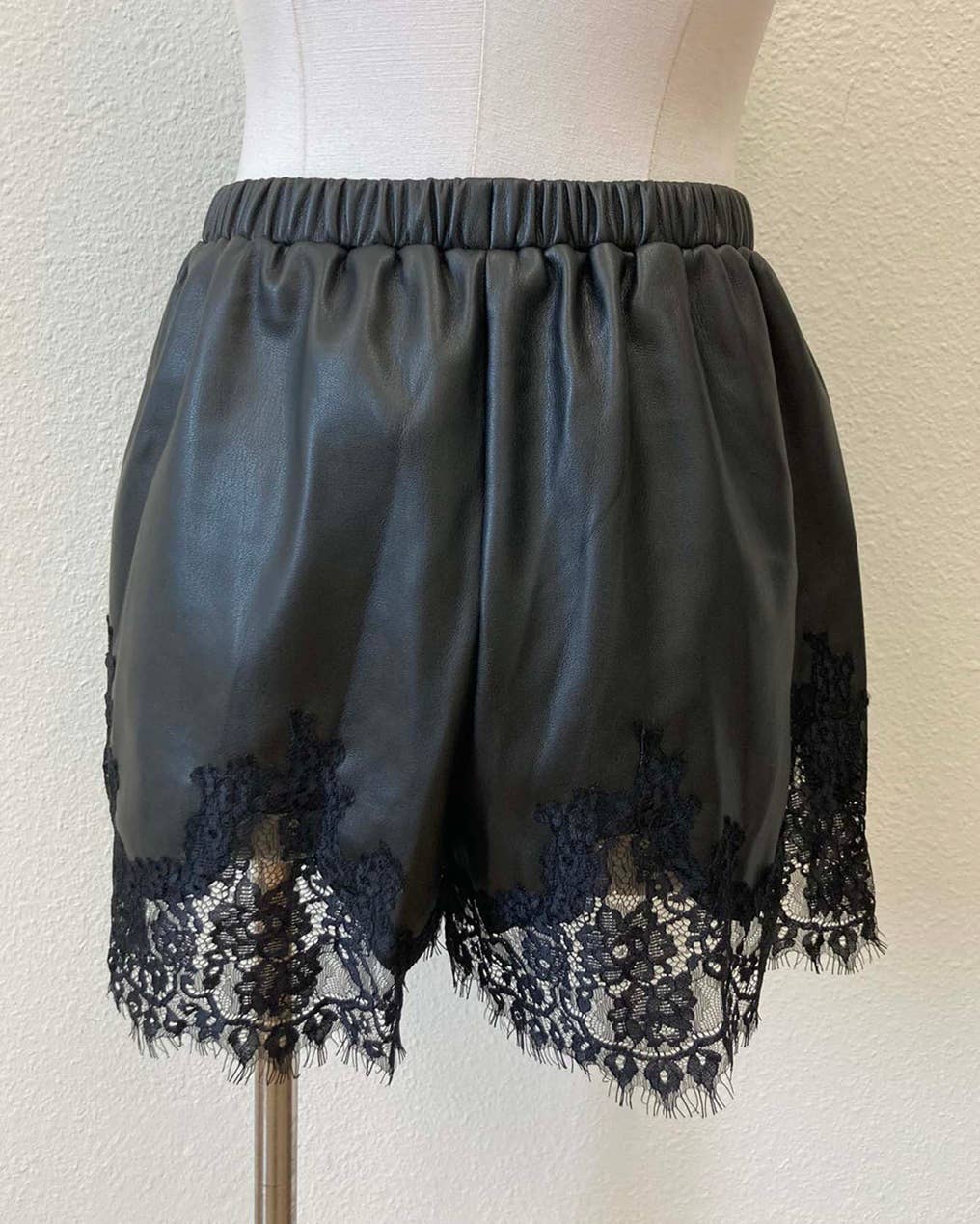 Midnight Lace Faux Leather Shorts