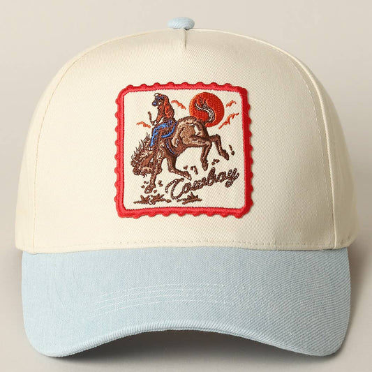 Cowboy Horse Embroidered Denim Cap