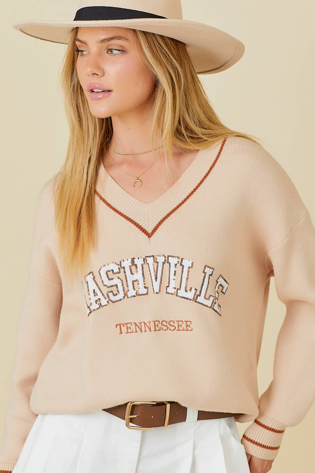 Nashville Varsity V-neck Sweater