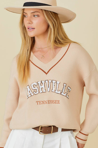 Nashville Varsity V-neck Sweater