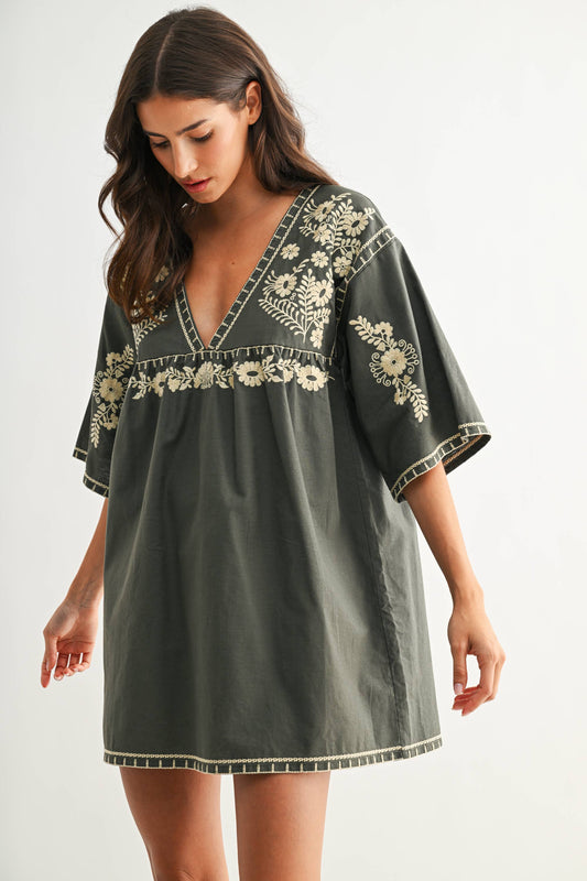 Evergreen Meadow Embroidered Dress