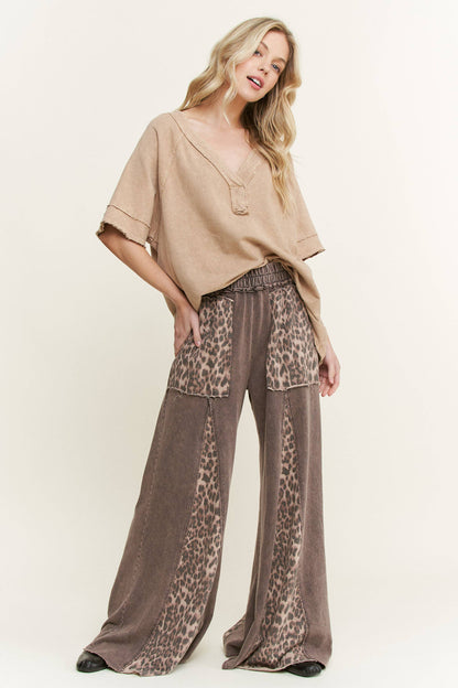 Sierra Leopard Mineral Washed Flare Pant