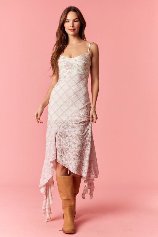 Wildflower Patchwork Ruffle Hem Dress